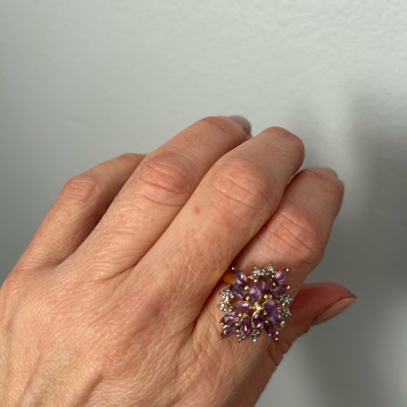 ❤️ Amethyst Flower Cluster Ring 😍 Marked lowest price 🥰 - Picture 15 of 15